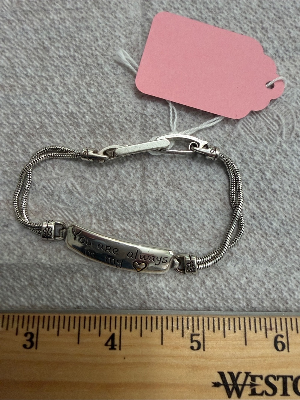 You Are Always In My Heart Silver Tone Bracelet